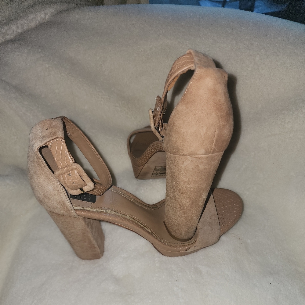 Nude suede heels